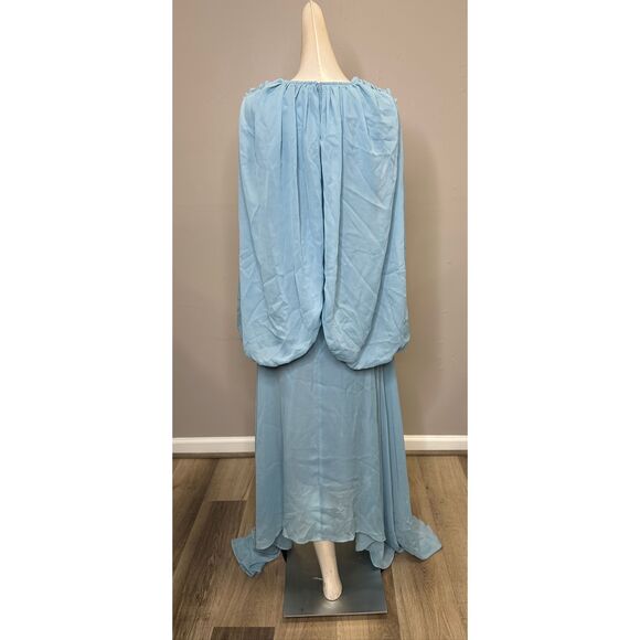 ROKH Shirred Poncho Vest Midi Dress in Smoke Blue US 0 $1026 - Picture 8 of 11